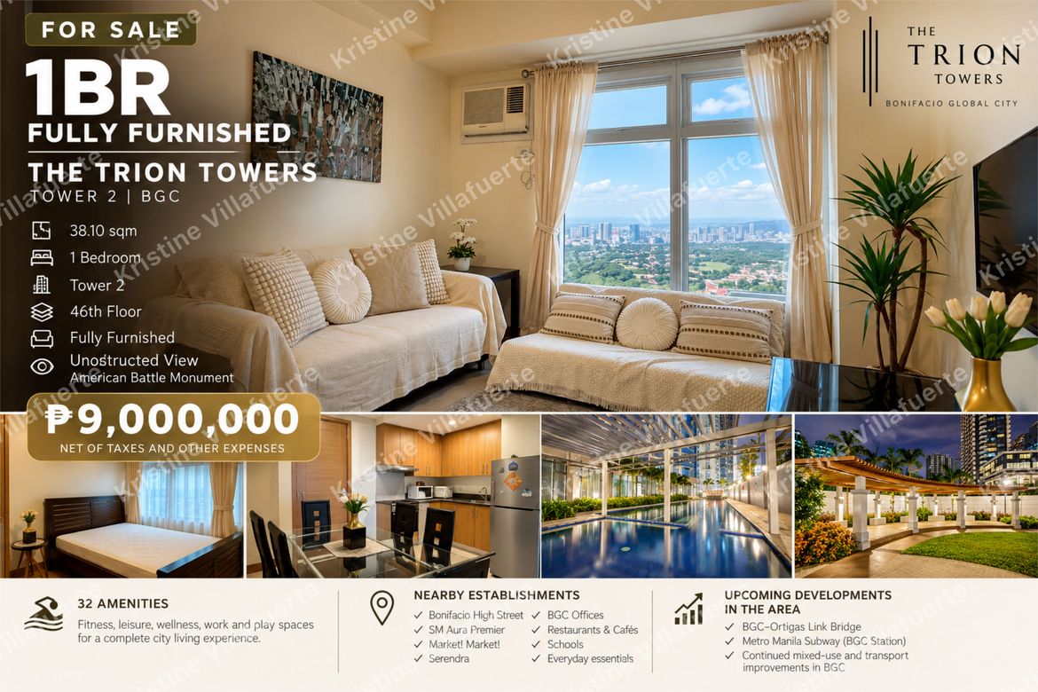 1 Bedroom Condo for Sale in The Trion Towers, BGC, Taguig